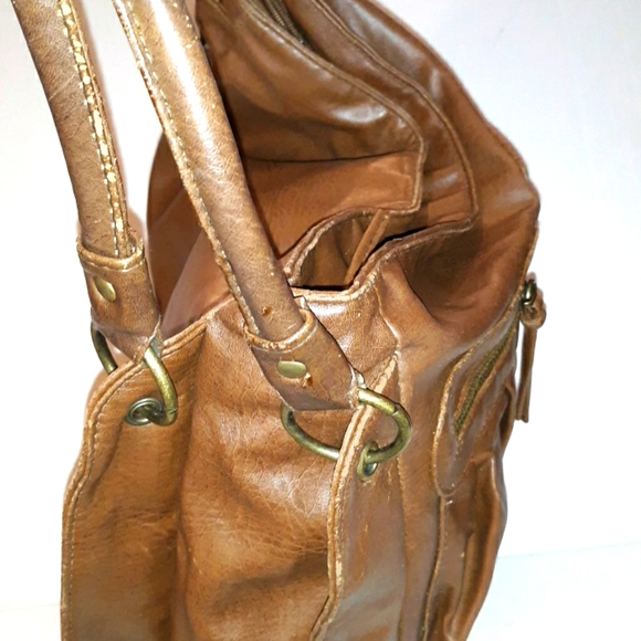 L@@K! Fabulous Vintage CHARLOTTE RUSSE Med. Brown Dbl Zip Pocket Satchel Bag 80s - Picture 10 of 16